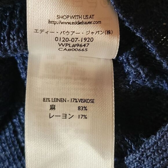 Eddie Bauer Women's Blue Knit V-neck Hooded Long Sleeve Sweater - Picture 10 of 11